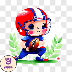 fun cartoon image of a football player holding a football png design 16