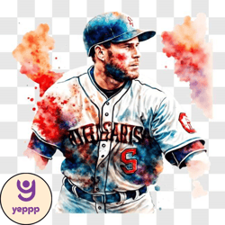 indianapolis astros baseball player with watercolor splatters png design 18