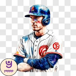 chicago cubs baseball player with crossed arms png design 19