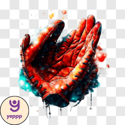 abstract baseball glove artwork with vibrant colors png design 20