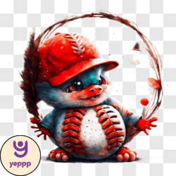 cartoon baseball player with animal like cap and glove png design 22