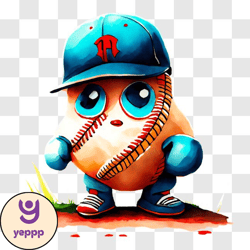 cartoon potato ready to play baseball png design 23