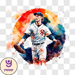 watercolor painting of baseball player png design 34