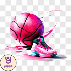 sleek pink and black basketball png design 43