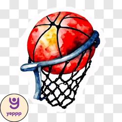 basketball hoop with red ball hanging png design 46