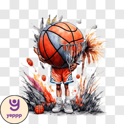 basketball player in action with fireworks png design 50