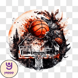 exciting basketball action with house and trees png design 58