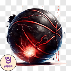 black basketball with red splatters png design 61