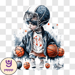 young boy engaged in basketball activity png design 63