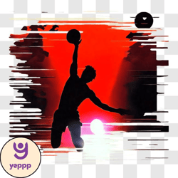 basketball dunk at sunset png design 65