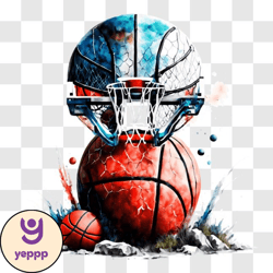 basketball helmet and ball on fourth of july png design 69