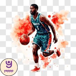 colorful basketball player dribbling with paint splashes png design 72