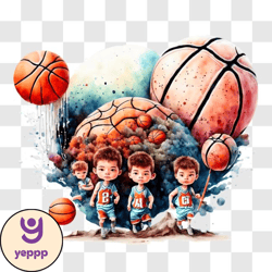 group of children playing basketball png design 74