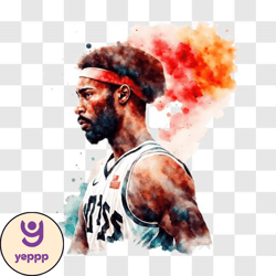 colorful basketball player watercolor painting png design 80