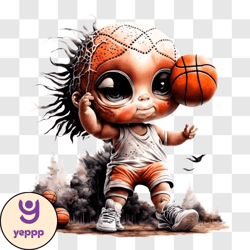 cartoon child with dreadlocks playing basketball outdoors png design 81