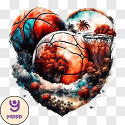 vibrant sports scene with basketball theme png design 93