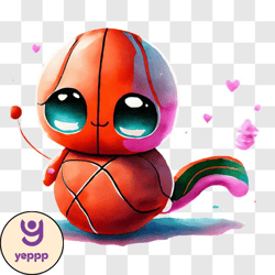 cute pink basketball toy with ice cream cone png design 107