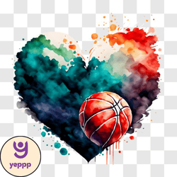 heart shaped basketball artwork png design 112