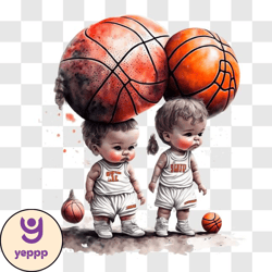 children with basketball balls drawing png design 117