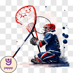 lacrosse player ready to shoot puck with hockey stick png design 123