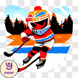 cartoon ice hockey player enjoying outdoor skating png design 124