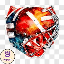 artistic watercolor painting of hockey goalies helmet png design 130