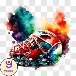 colorful hockey helmet art piece with watercolor splashes png design 132