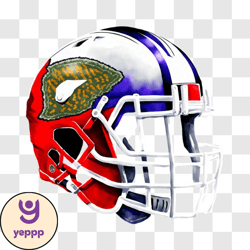 decorative football helmet in red, white, and blue png design 135