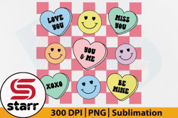 retro valentine groovy smiley face png design 111