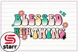 blessed with twins mom sublimation png design 191