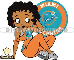 miami dolphins betty boop svg, nfl svg, girl sport svg, football svg download digital file 16