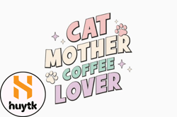 cat mother coffe retro cat mom quote svg design 384