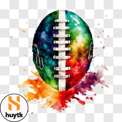 Colorful American Football Player Painting PNG Design 03