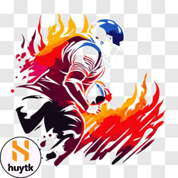 football player on fire png design 05