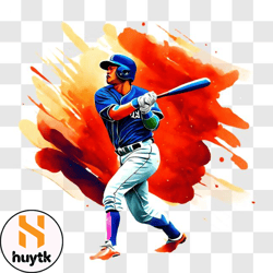 colorful baseball player ready to swing png design 12