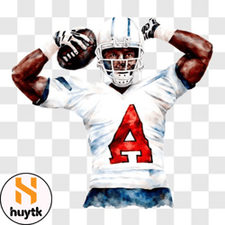 promotional image of football player with letter a on uniform png design 15