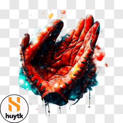 abstract baseball glove artwork with vibrant colors png design 20