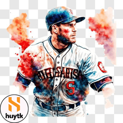 indianapolis astros baseball player with watercolor splatters png design 18