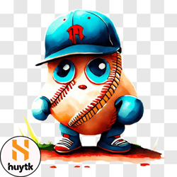 cartoon potato ready to play baseball png design 23