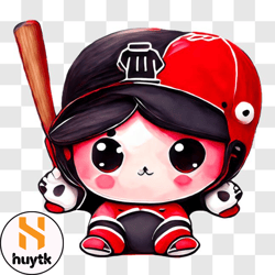 cartoon character ready to play baseball png design 24