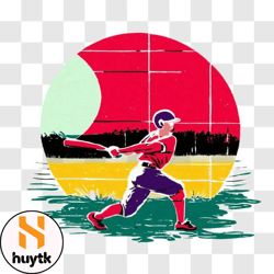 baseball player swinging bat illustration png design 35