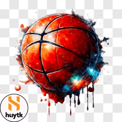 colorful basketball with paint splatters png design 41