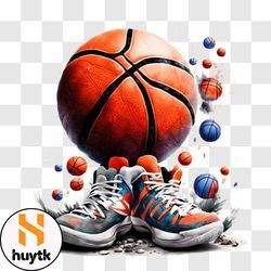 artistic depiction of basketball and sports activities png design 44