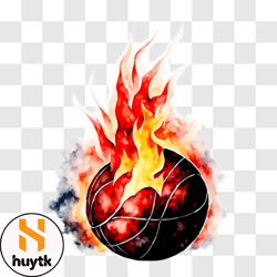 basketball on fire png design 48