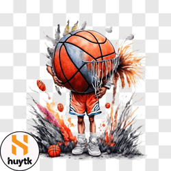 basketball player in action with fireworks png design 50