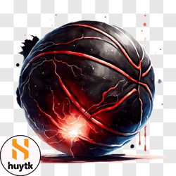 black basketball with red splatters png design 61