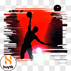 basketball dunk at sunset png design 65