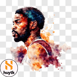 colorful watercolor painting of basketball player png design 76