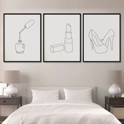 fashion line art 3 piece wall art print minimalist line art woman abstract modern wall decor extra large set of 3 poster