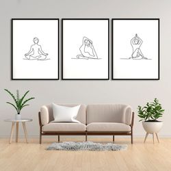 female body line 3 piece wall art print face line art woman black and white modern wall decor extra large minimalist pos